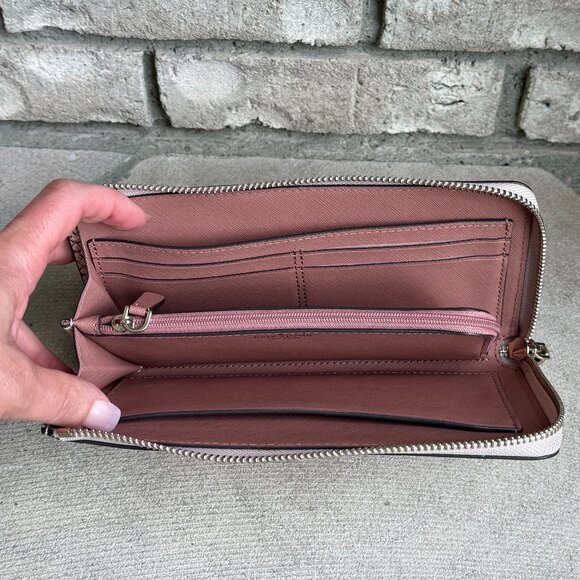 KATE SPADE LONG ZIP AROUND SNAKE EMBOSSED WALLET CLUTCH Beige Tan Leather - Picture 10 of 13